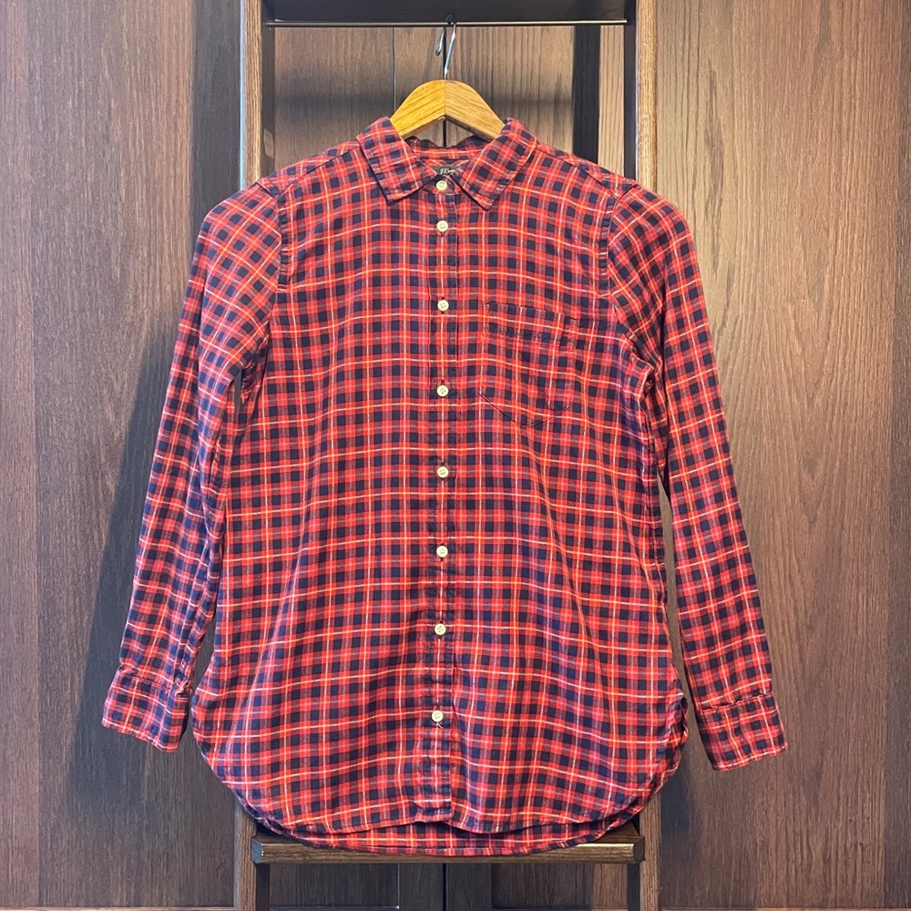 J. Crew Flannel Plaid Shirt Sz. 2 Petite